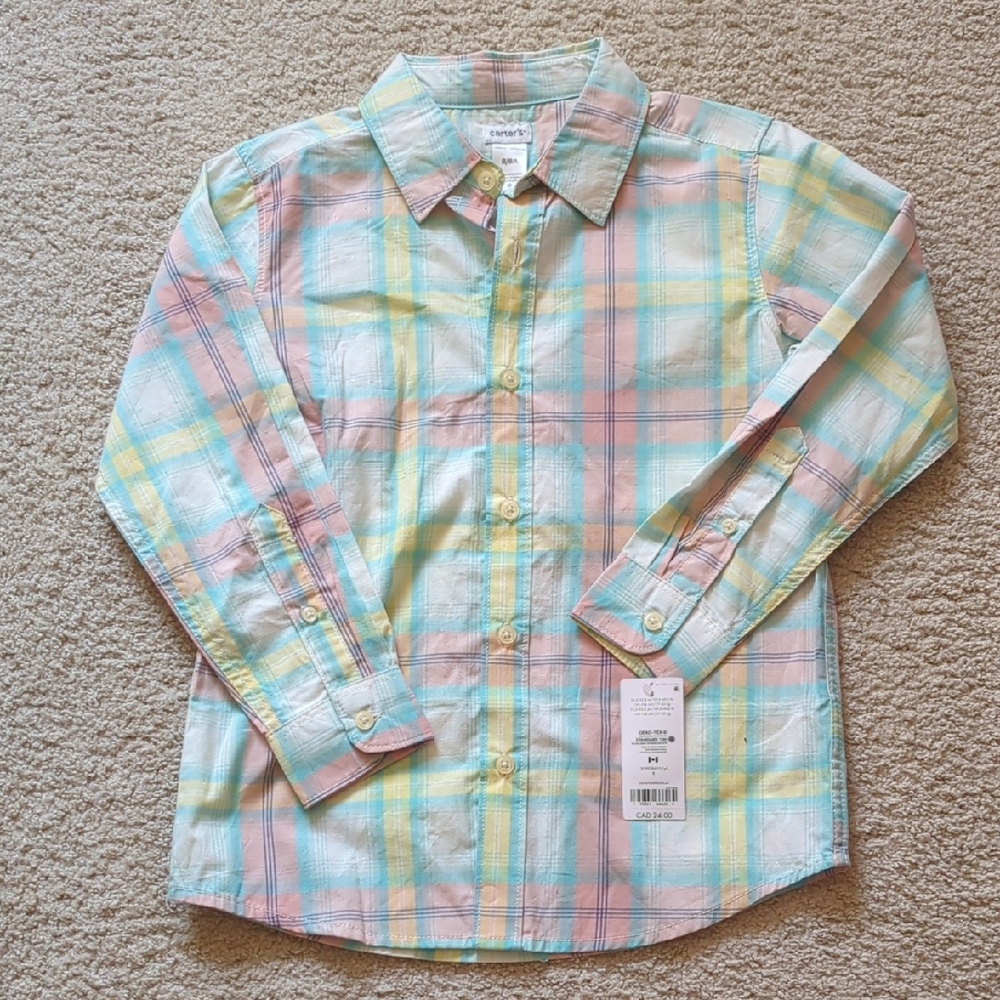 Pastel Kids Plaid Button-Up Shirt